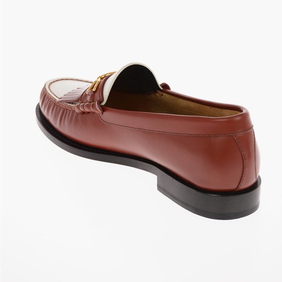 Celine Luco Polished Maillons Triomphe Moccasin Loafers Brown White - size 35.5 - Picture 3 of 13